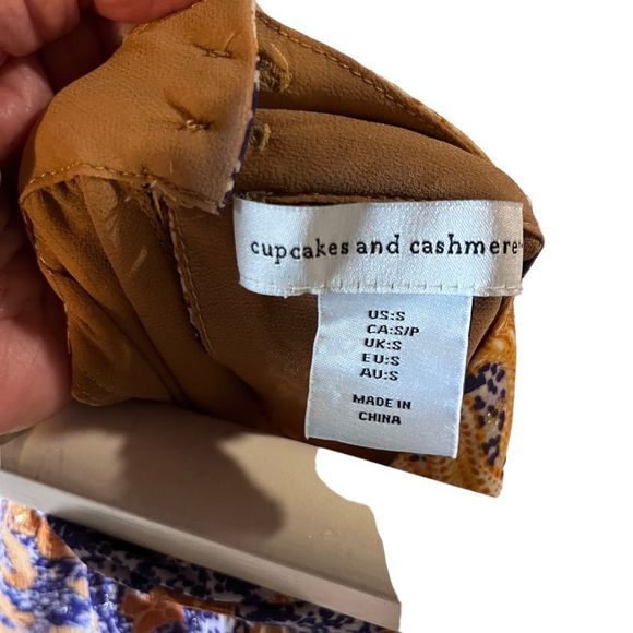 Cupcakes & Cashmere Top Orange and Purple Iridescent High Neck Sleeveless Sz S - Picture 2 of 4